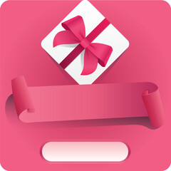 The icon in pink color with gift and 50% discount