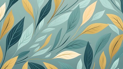 Abstract botanical art background vector. Natural hand drawn pattern design with leaves branch....