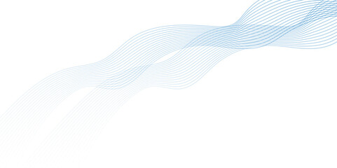 Abstract wavy lines flowing curve gradient color on transparent background. illustration design element in concept of music,  illustration with lines created using blend tool. Curved 