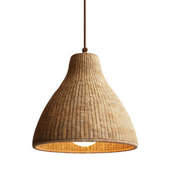 Rattan ceiling lamp, Bamboo, Elegant Wicker Ceiling lamp, light bulb isolated on transparent background PNG	