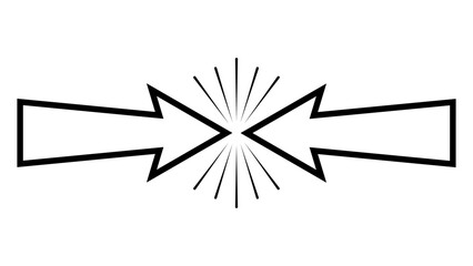 Opposite arrows, counter direction, resistance icon, counter collision arrows