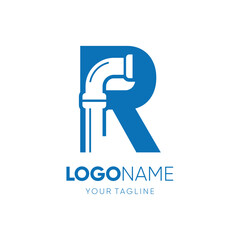Letter R Pipe Plumbing Industrial Logo Design Vector Icon Graphic Emblem Illustration