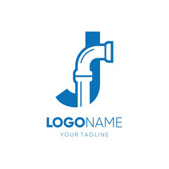 Letter J Pipe Plumbing Industrial Logo Design Vector Icon Graphic Emblem Illustration