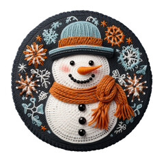 Transparent embroidery snowman clipart background