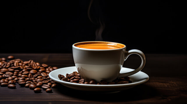 Sleek and stylish espresso coffee on retro table © M.Gierczyk