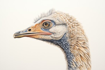 Fototapeta premium profile of an emu, plumage ruffling in the wind