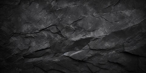 Black or dark gray rough grainy stone texture background, Generative AI - obrazy, fototapety, plakaty