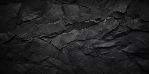 Foto op Plexiglas Black or dark gray rough grainy stone texture background, Generative AI © Art Fusion