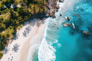 Fototapeta na wymiar Aerial Drone Photograph of Picturesque Beautiful Landscape, Tropical Beach Scenery