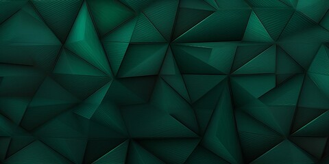 Abstract triangular dark green mosaic tile wallpaper texture with geometric fluted triangles background banner, Generative AI