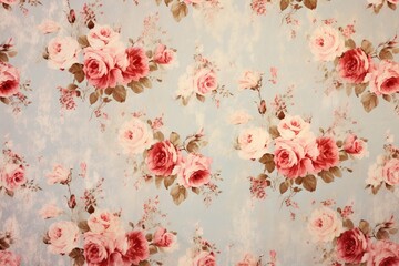 Rose floral tapestry, romantic texture background, Generative AI