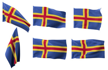 Large pictures of six different positions of the flag of Åland