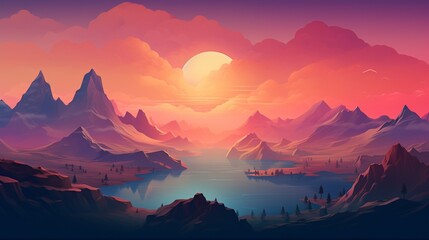 an immersive desktop experience with a gradient that mimics the shifting hues of a sunrise, infusing the screen with warmth and the promise of a new day - obrazy, fototapety, plakaty