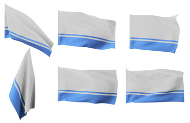 Large pictures of six different positions of the flag of Altai Republic
