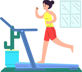 illustration of woman exercising on a treadmill