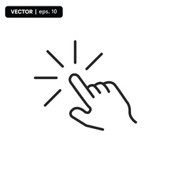 Clicking finger icon, hand pointer on white background vector