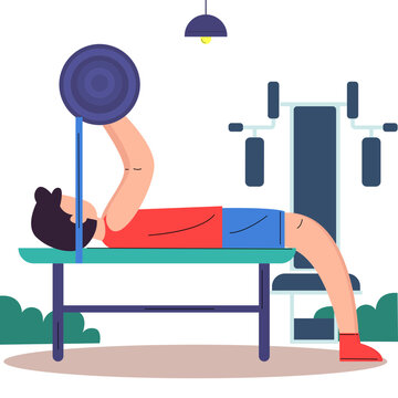 illustration of man axercising using bench press