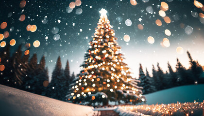 albvero di natale sfocato illuminato 