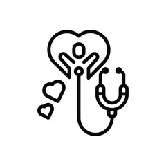 Black line icon for health 