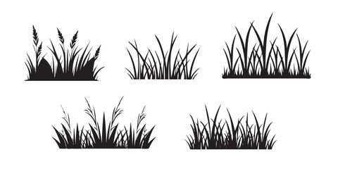 Grass silhouettes set - obrazy, fototapety, plakaty