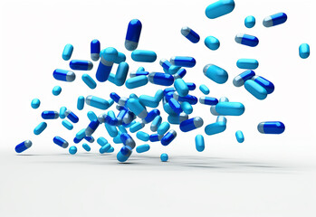 Medical image of blue and white capsule tablets