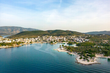 Fototapeta na wymiar Aerial View of the Bay of Ksamil in the Albanian Riviera