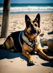 Beaches and Barricades"
Journey with the German Shepherd from sandy shores where they play and rejuvenate, to high-security areas, guarding and patrolling with unwavering focus. The contrasting settin