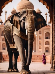 ancient time Indian elephant, royal elephants , king elephant ride ,elephant with jewellery and face paint,