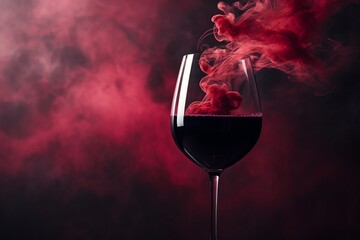 a glass of wine with smoke - obrazy, fototapety, plakaty