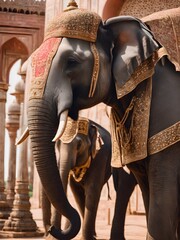 ancient time Indian elephant, royal elephants , king elephant ride ,elephant with jewellery and face paint,