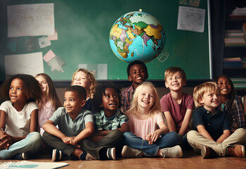 Group Of Pre School Children Answering Question In Classroom