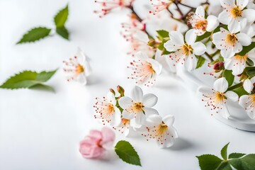 corrective pack and blossoms on white backdrop