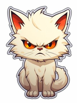 Evil Kitten sticker in cartoon style isolated isolated, AI