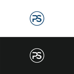 PS logo. P S design. White PS letter. PS, P S letter logo design. Initial letter PS linked circle uppercase monogram logo. P S letter logo vector design. 