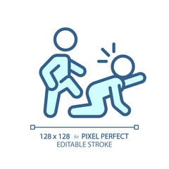 2D pixel perfect editable blue abandonment icon, isolated monochromatic vector, thin line illustration representing psychology.