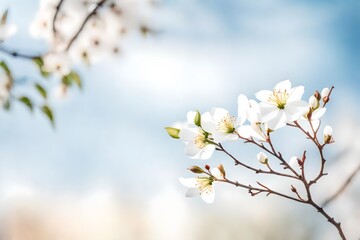 Fototapeta premium spring watercolor twig, white backdrop