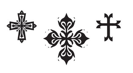 Obraz premium Silhouettes of cross sign of Christians vector