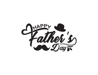 Happy father's day typography design, hand drawn lettering with mustache and hat. Holiday lettering isolated on white background. Vector illustration.
