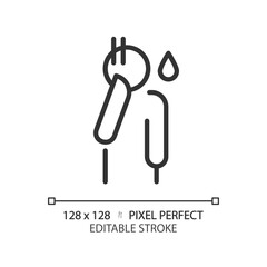 2D pixel perfect editable black shame icon, isolated simple vector, thin line illustration representing psychology.