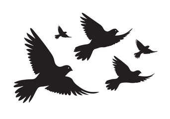 Silhouettes of Easter pigeon flying flock vector
