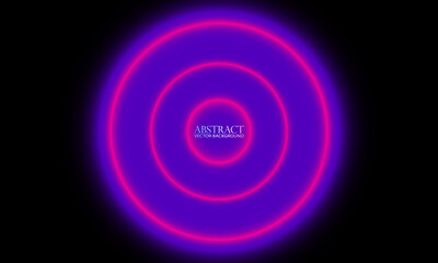 Neon abstract circle Vector illustration Purple and pink colors with black background