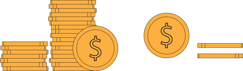 Coins, and stacks of coins.