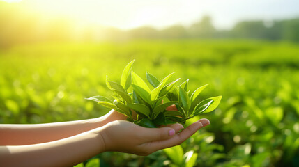 Fresh green tea leaf