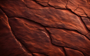 Closeup on a dark red orange rock texture with cracks