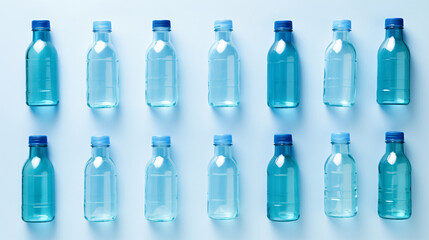 Blue single use plastic bottles. Concept of Recyclin