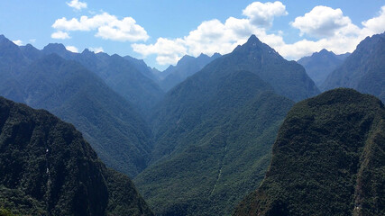 Mountain range looking from Machu Picchu, Peru, South America.
