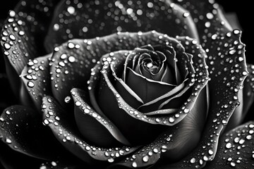 Obraz premium pink red black and sky blue color flowers roses field with sunlight falling and water drops rose growing in the middle of the water of the lake with green leaves spread all-around abstract background 