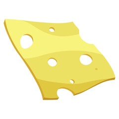 Taco ingredient cartoon cheese slice. Traditional mexican fast-food. Mexico food design element for menu, advertising. Vector cartoon illustration