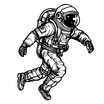 Astronaut Floating In Space Cartoon Vector Illustration