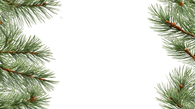 Spruce pine branches isolated on transparent background. Christmas tree twig clipar clip art. Green branch isolated png